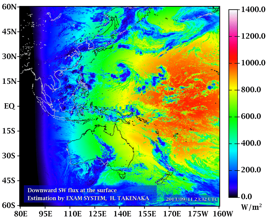 アジア＋オセアニア領域の太陽放射